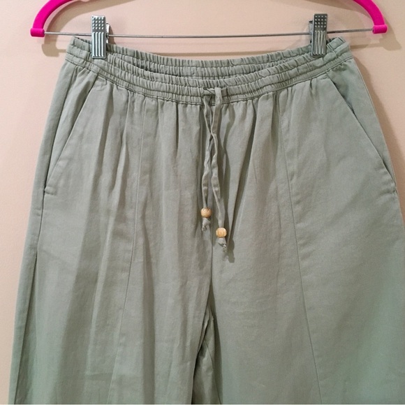 Zara pants drawstring ankle pull on green women small relex fit  new - Picture 5 of 9